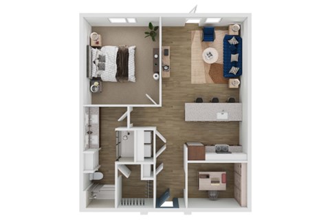 Floor plan for 1 bed, 1 bath, 994 sqft